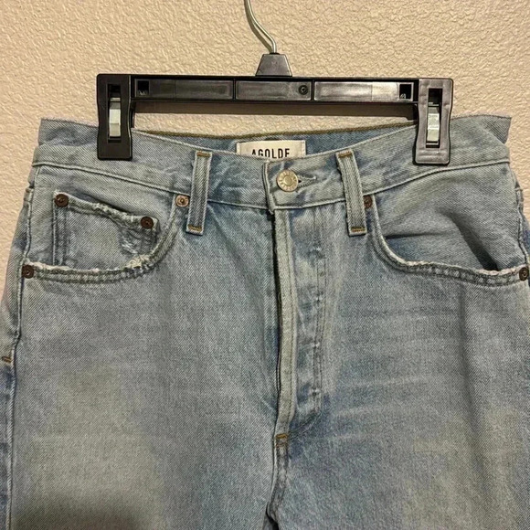 AGOLDE Riley High Rise Straight Crop in Whiplash Distressed Jeans - Picture 4 of 9